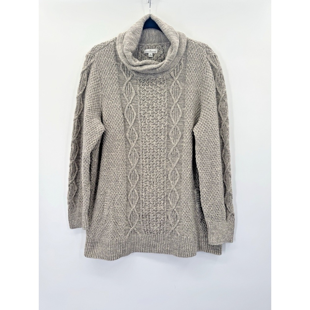 LL Bean Signature Shawl Collar Cable Knit Chunky Sweater XL Pockets Fisherman